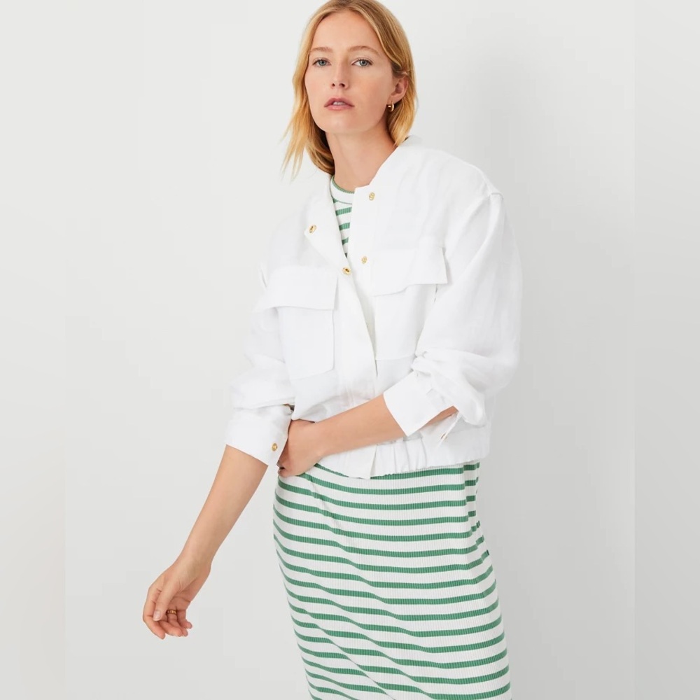 Ann Taylor Weekend Patch Pocket Bomber Jacket 828888